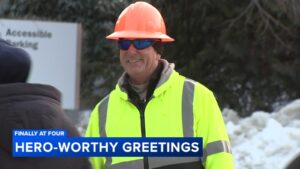 Crossing guard’s warm greetings brighten cold mornings for employees, patients at Lankenau Hospital in Wynnewood, Pa.